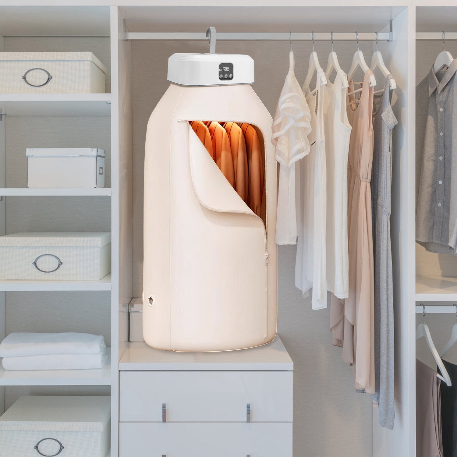 1Pc Portable Clothes Dryer Mini Dryer Foldable Dryer Machine With Timer UV Sterilization 2 Drying Modes Remote Control For Apartment Dorm RV Travel Home